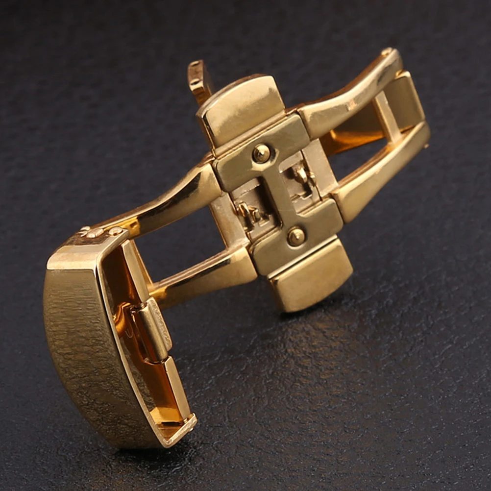 

22 Mm Watch Band Clasp Automatic Butterfly Buckle Accessories Push Button Replacement Golden
