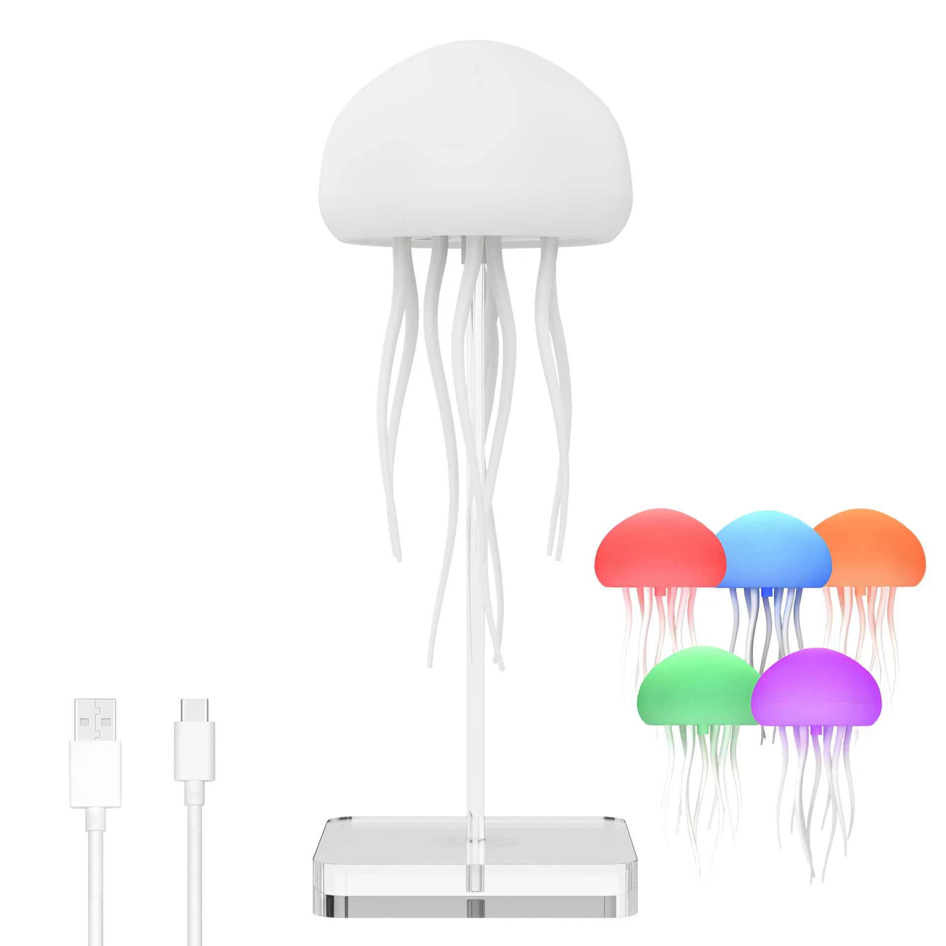 WACUAAO Jellyfish Night Light - Soothing Swimming Motion & Warm White for Anxiety Relief, Baby Sleep Trainer