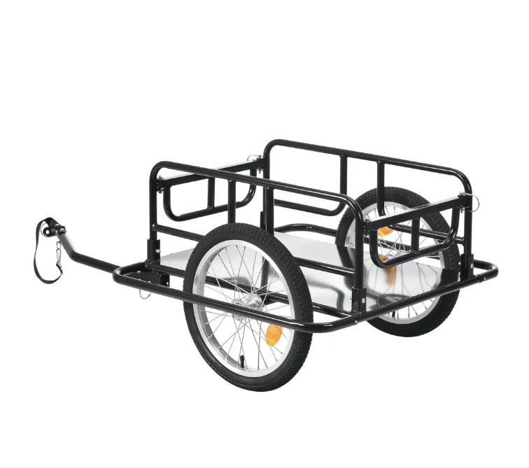 Multi-purpose Iron Frame Transportation Folding Trailer Anti-rust Collapsible Mini Trailer For Bicycle Trailer