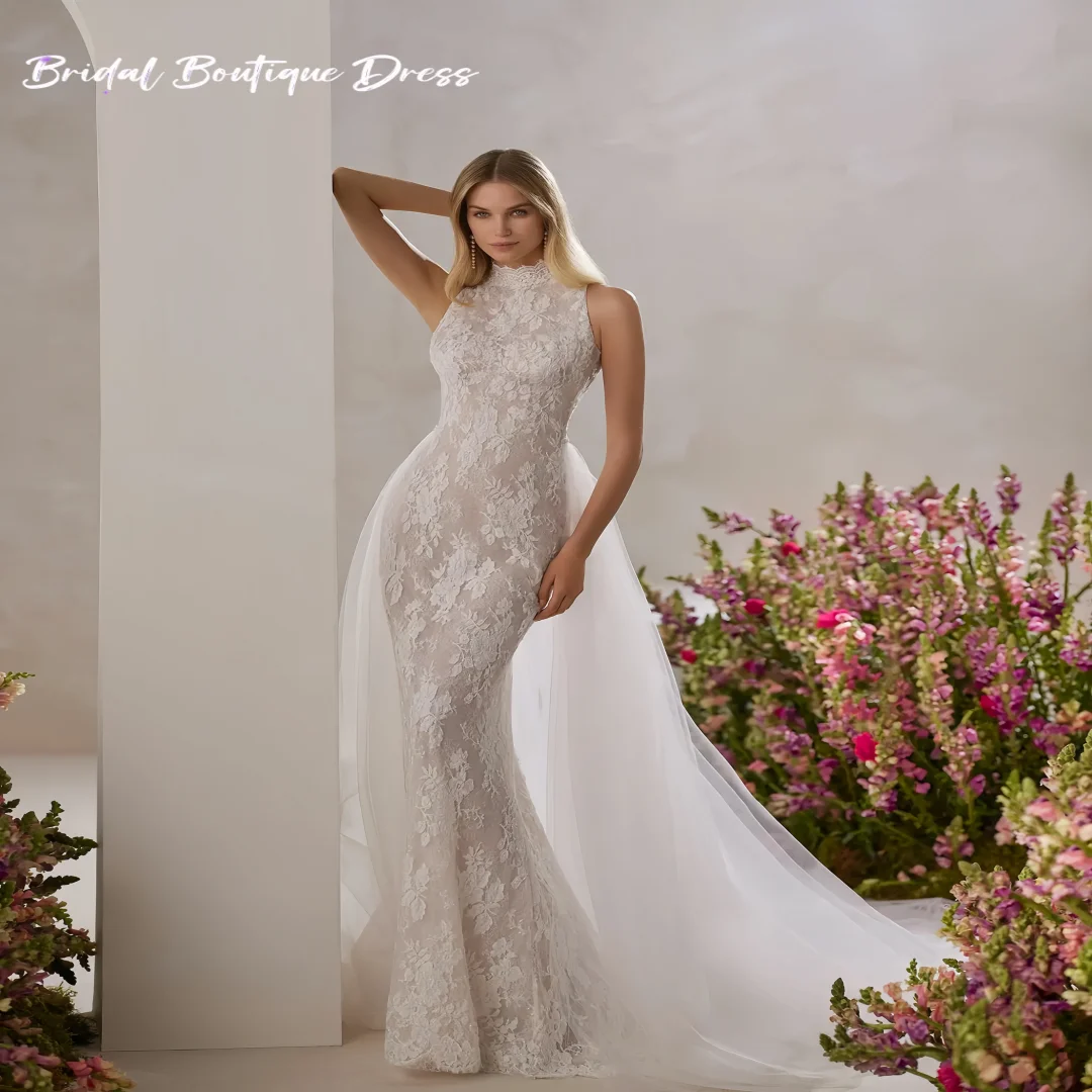 Angepasst Elegante Spitze O Neck Hochzeiten Kleider Liebsten Ärmellose Meerjungfrau schleppe hochzeit kleid Vestidos De Einfache Vestidos De