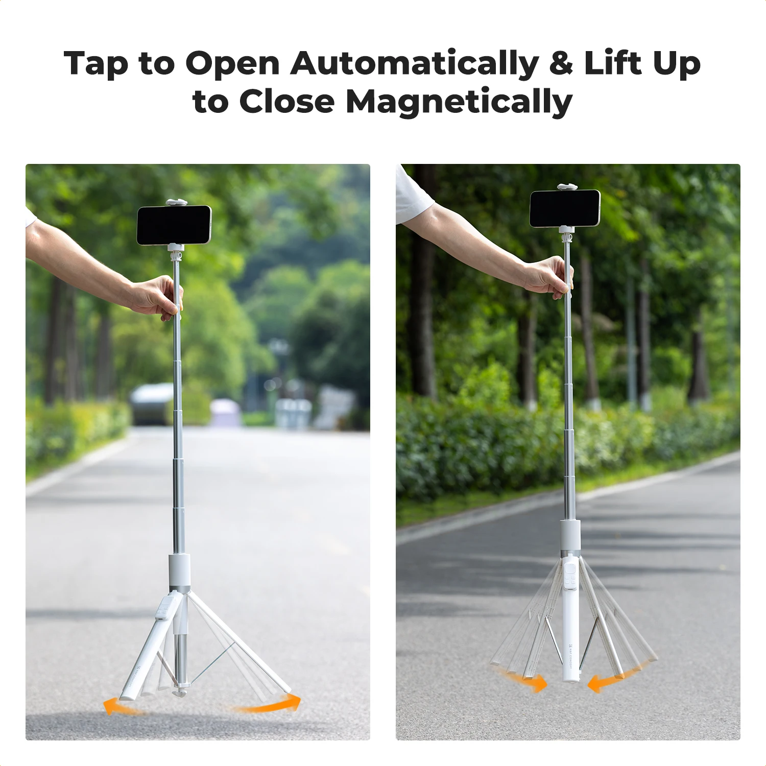 K&F Concept Selfie Stick for iPhone, Auto Open & Close Phone Tripod Stand 360° Rotatable Selfie Stick