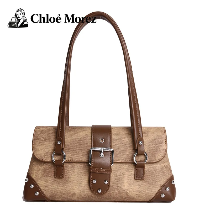 

Retro Rivet Armpit Crescent Shaped Bag, Fashionable Shoulder Bag, Niche Personality Dumpling Bag, Trendy