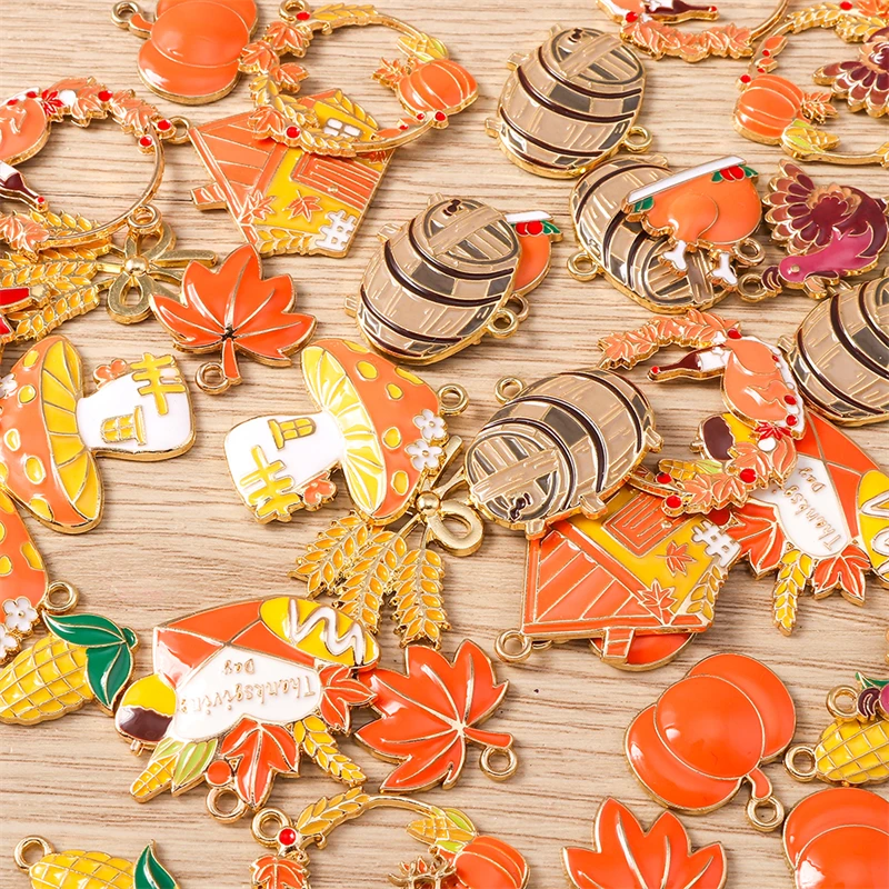10 Stück Gemischte Thanksgiving-Anhänger, Emaille-Lebensmittel-Charms mit Mais und Kürbis für Schmuckherstellung, Halsketten, Ohrringe, DIY-Bastelarbeiten und Geschenke – Detail 4