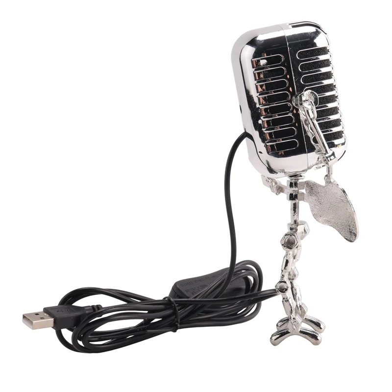 Настольная лампа робота с винтажным микрофоном в стиле ретро, настольная лампа с винтажным микрофоном и роботом с сенсорным диммером, настольная лампа