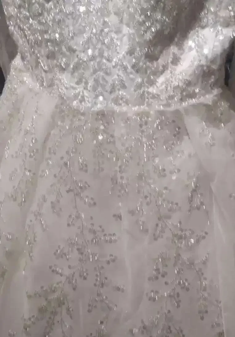 Vestido De novia personalizado con cuello redondo, cuentas brillantes y lentejuelas, Vestido De novia De talla grande, Vestido De novia africano hinchado