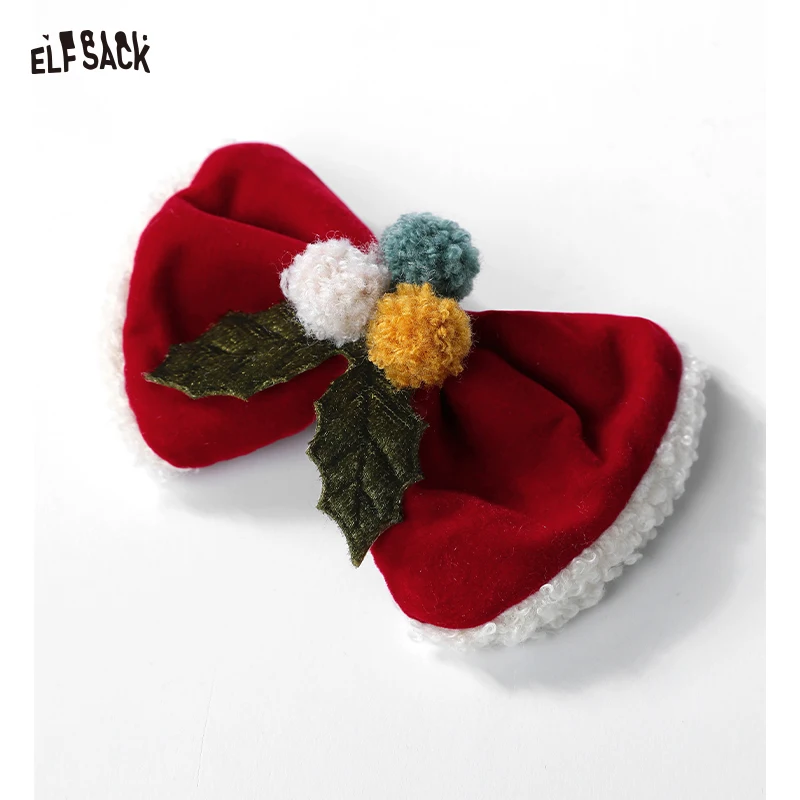 

ELFSACK 2025 Winter New Arrivals Sweet Plush Christmas Bow Hair Clip For Women