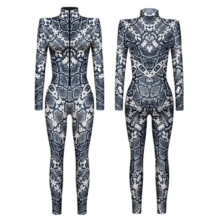 Herren Damen Punk Future Roboter Drache Schlange Totenkopf 3D-Druck Bodysuit Erwachsenen-Halloween-Kostüm Party Rollenspiel Schlanker Jumpsuit – Detail 16