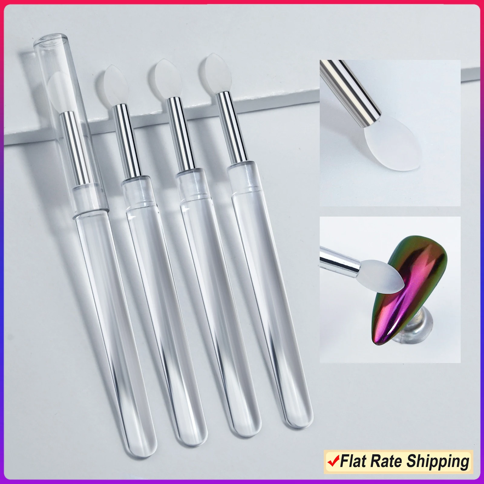 

Buy in Bulk Pay One Shipping Fee Only 1 Piece Reuseable Powder Picker with Silicone Top Metal Body Stick Nail Brushes Tools