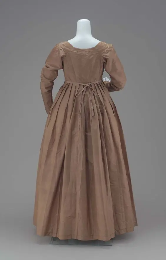 Victorian Regency Dress Jane Austen Vintage Dress High Waistline Tea Party dress gown brown dress