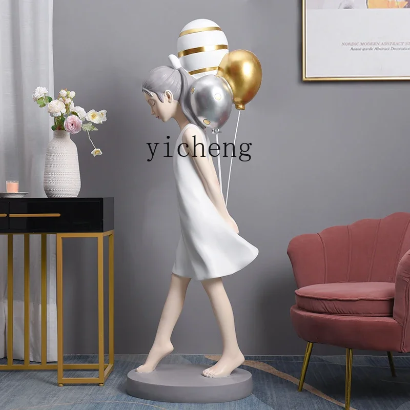 GZ-26 Girl Large Floor Ornament Home Decor Living Room TV Cabinet Sofa Side Sculpture