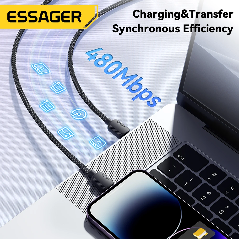 Essager-Câble USB Type C pour iPhone, 14, 13, 12, 11 Pro Max, XS, PD, 20W, Charge rapide, Pluies, 29W, Fil, réinitialisation, iPad, Macbook