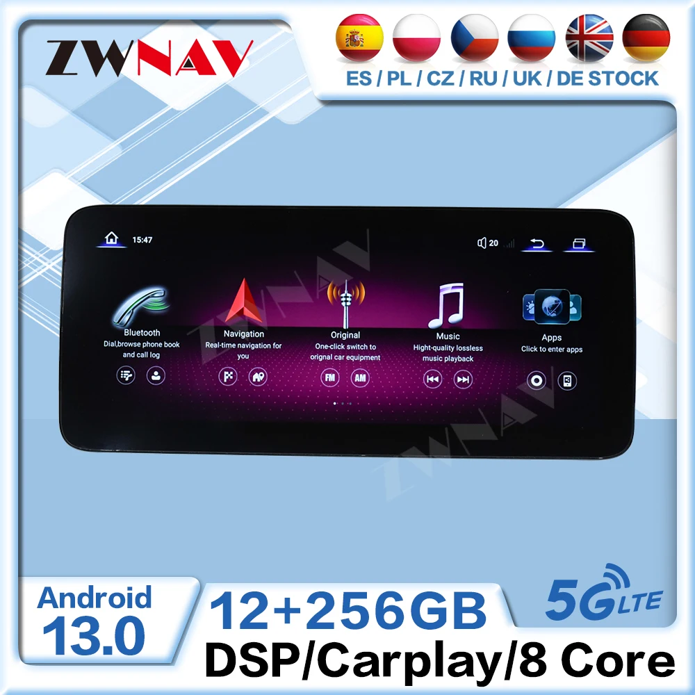 

Автомобильный радиоприемник с экраном Android 12,3 дюйма для Mercedes-Benz GLC C Class 2016-2018 NTG5.0, мультимедийный плеер, беспроводной Carplay, GPS-навигация
