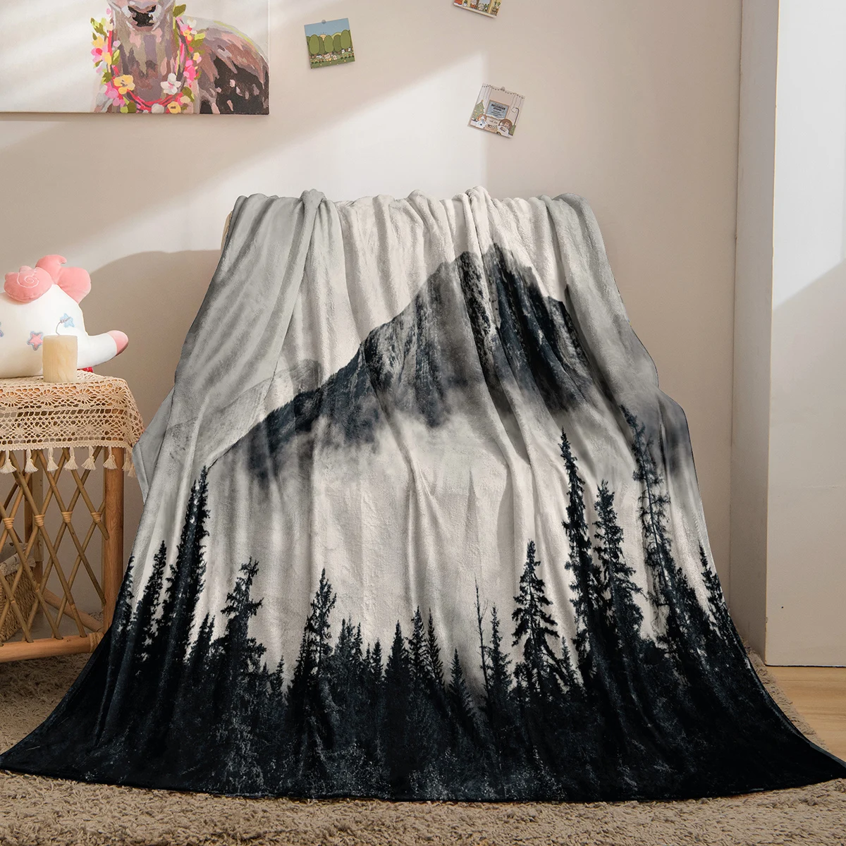 

Mountain Blanket Forest Throw Blanket Warm Lightweight Botanical Bed Blanket Soft Warm Blanket for Bed Sofa