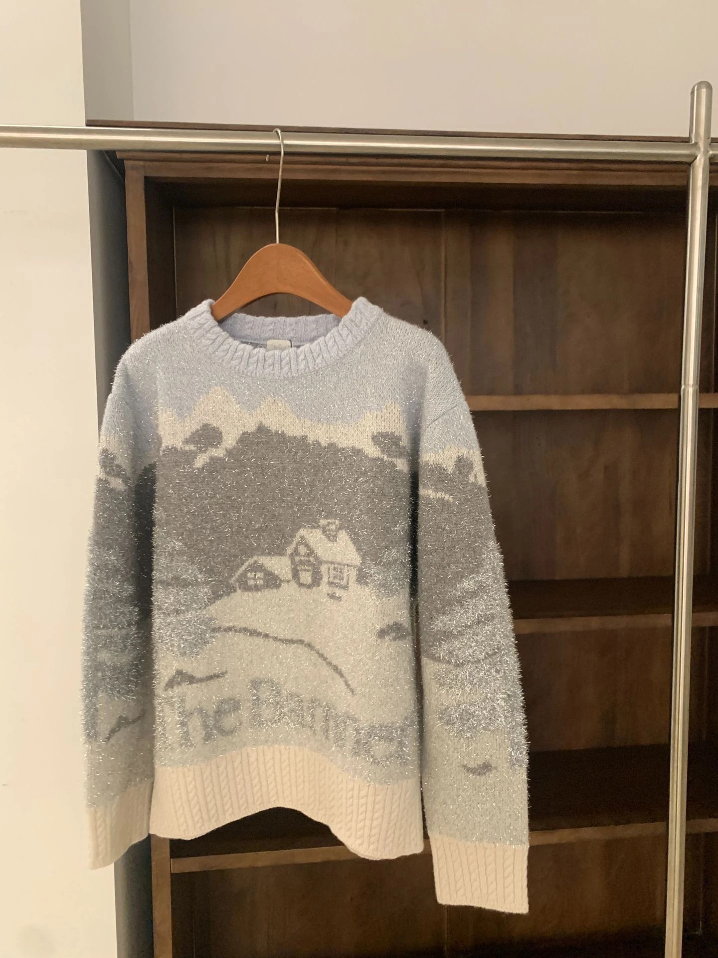 

Thiened Long Sve round Ne Knitted Sweater Skiing Aosphere Print PREON Autumn Winter Warm Fluffy Cotton Commute Sle