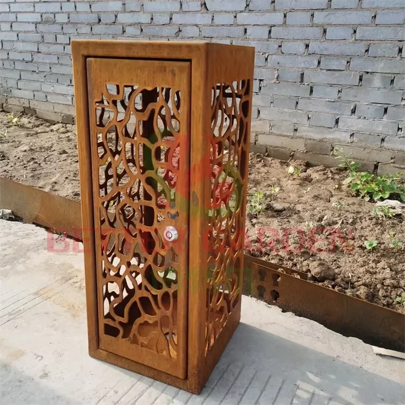 Modern Rectangular Art Metal Lights Corten Light for Outdoor Furniture
