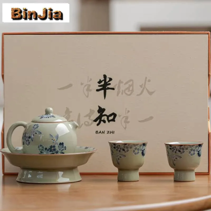 

Hand Painted Dancing Butterfly Tea Set Complete Ceremony Household Teapot And Cup Cha Equipment Gift Ornaments Supplies Craft