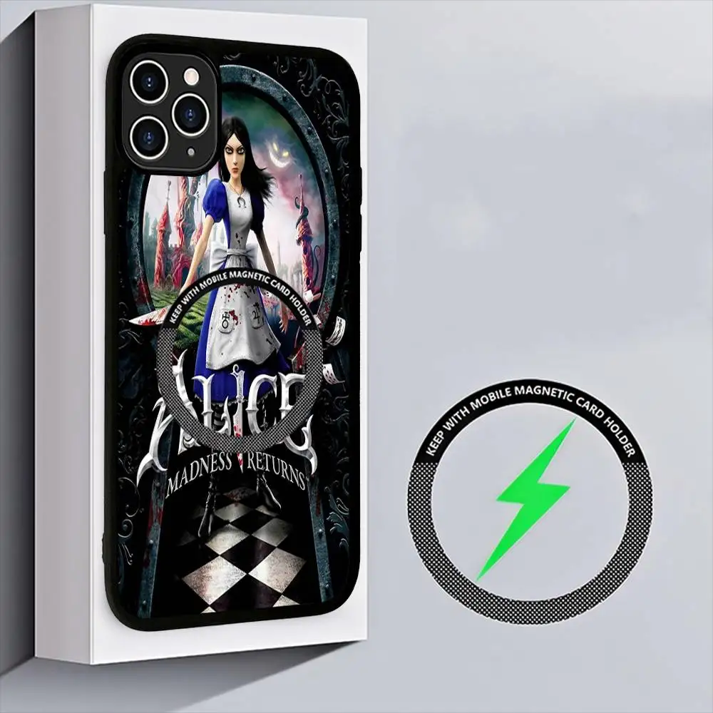 Horror Game A-Alice M-Madness R-Returns Phone Case For IPhone 16 15 14 13 12 11 17 Pro Max Plus Magnetic Wireless Cover