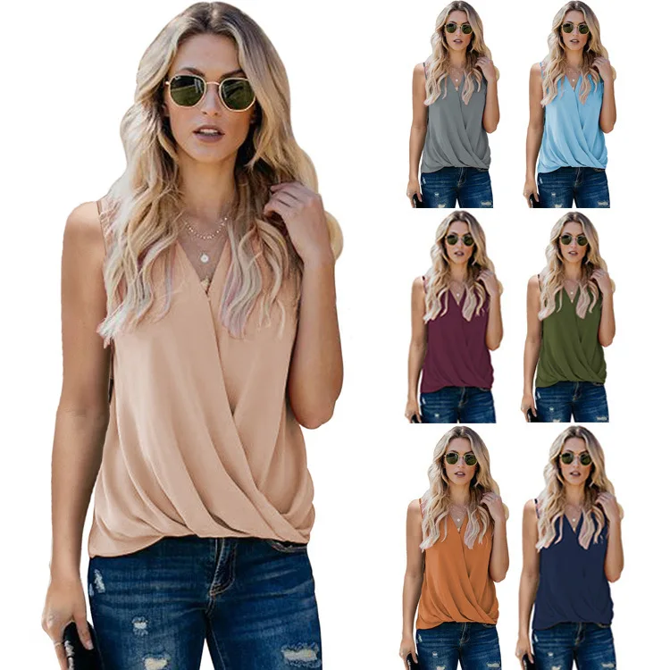 Women's Summer Vest Wish 2026 V-Neck Base Layer Pure Color Small Vest Polyester Fiber No Chest Pad Wear Method See Details