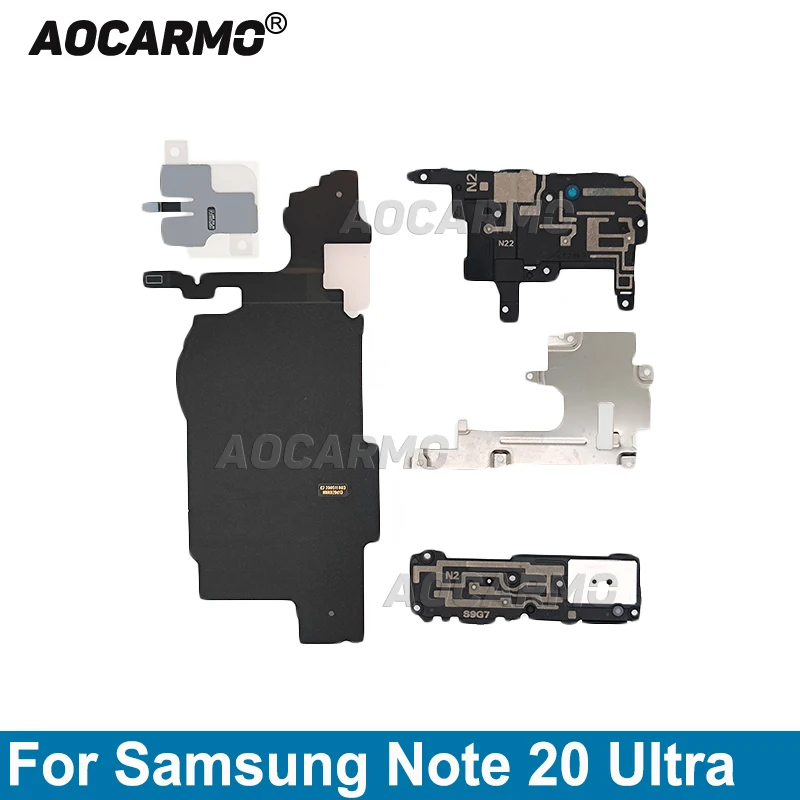 

Aocarmo For Samsung Note 20 Ultra 20U Loudspeaker Wireless Charging Coil NFC Signal Antenna Mainboard Metal Cover Repair Part