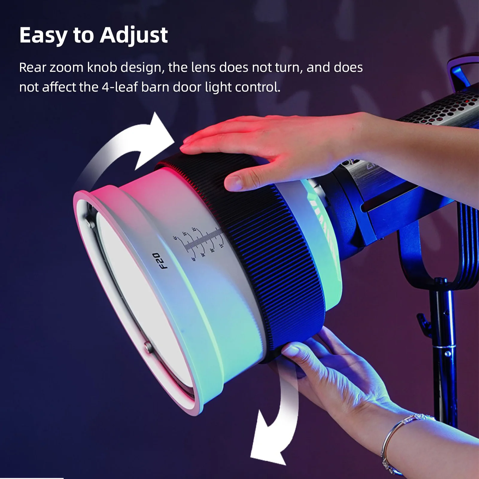 مثبت على شكل عدسة LIPPMANN Fresnel ، محول تركيز بصري ، باب حظيرة 4 أوراق أكثر إشراقًا للضوء المستمر ، F10 ، F20 ، 10 °- 45 °