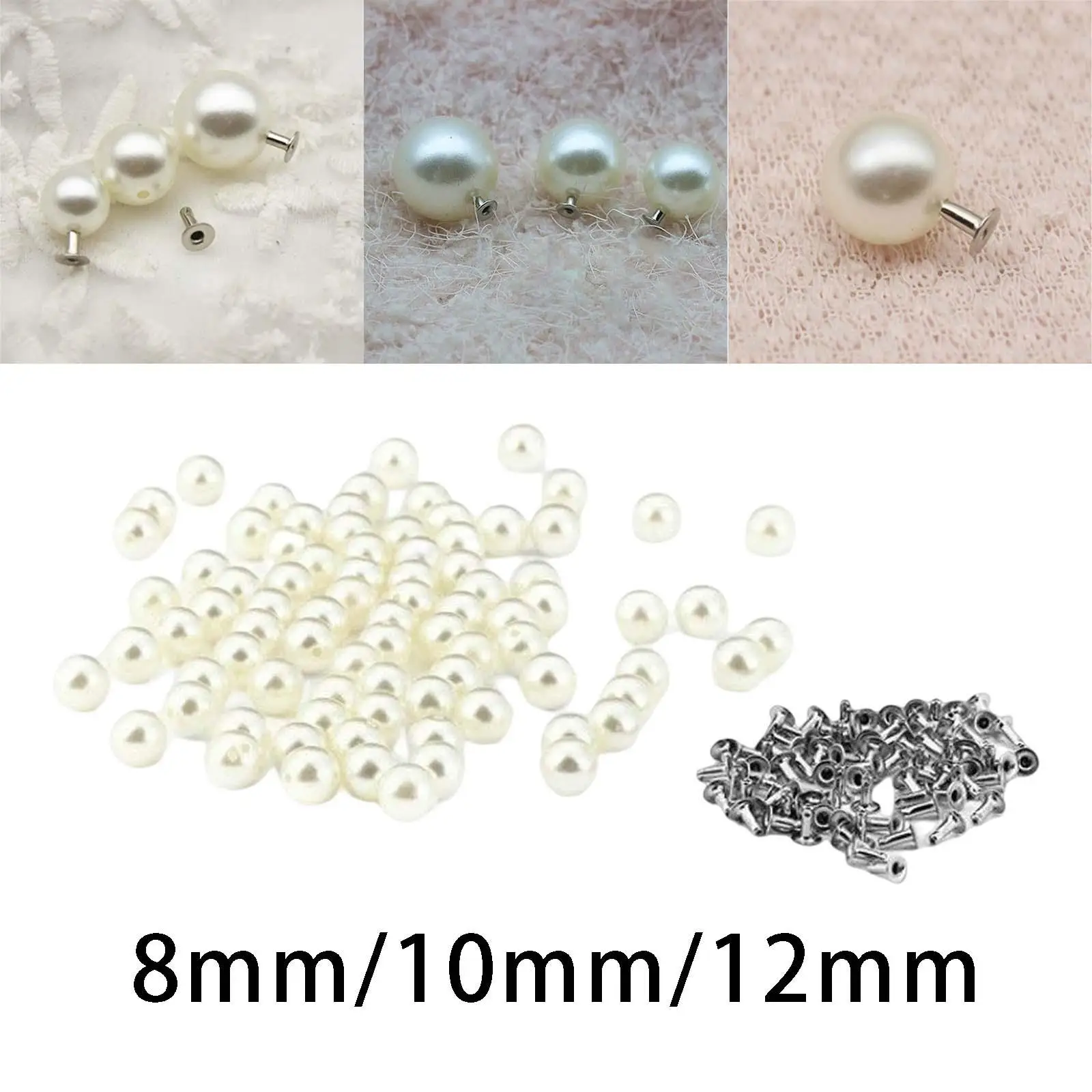 100Pcs Pearl Rivets Single Half Hole Beads Button for Crafts Hat Leather Bag