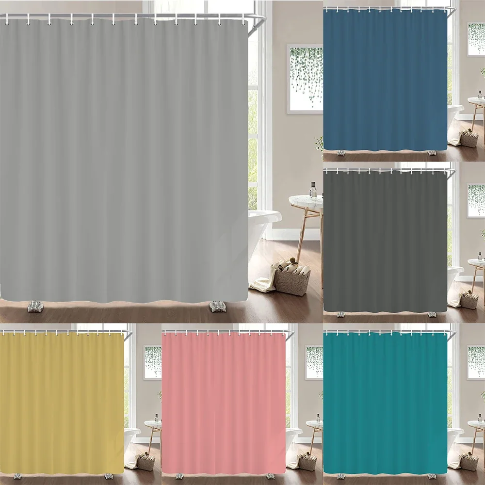 

1 шт., черная, серая, белая однотонная тканевая водонепроницаемая занавеска для душа с принтом, занавеска для ванной комнаты для украшения дома, с крючками