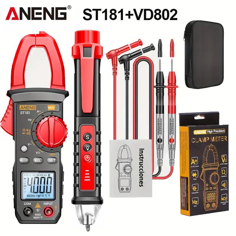 

Цифровой токоизмерительный клещевой мультиметр ANENG: профессиональный измеритель напряжения (DC/AC), тока, сопротивления, емкости, 4000 измерений, электроизмерительный инструмент
