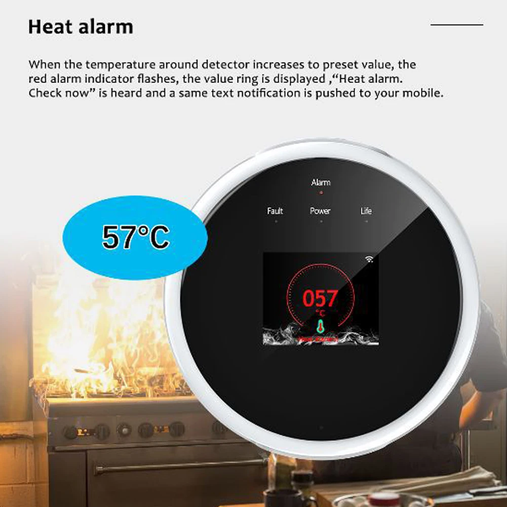 Tuya Wifi Natural Gas-Sensor Household Intelligent Combustible Gas-Alarm Detector Gas-Leakage Sensor Compatible with Alex