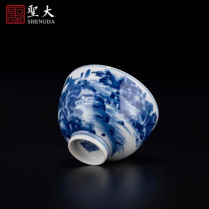 

|and white maintain kangxi landscape master cup hot kiln jingdezhen pure manual hand-painted kung fu tea sample tea cup