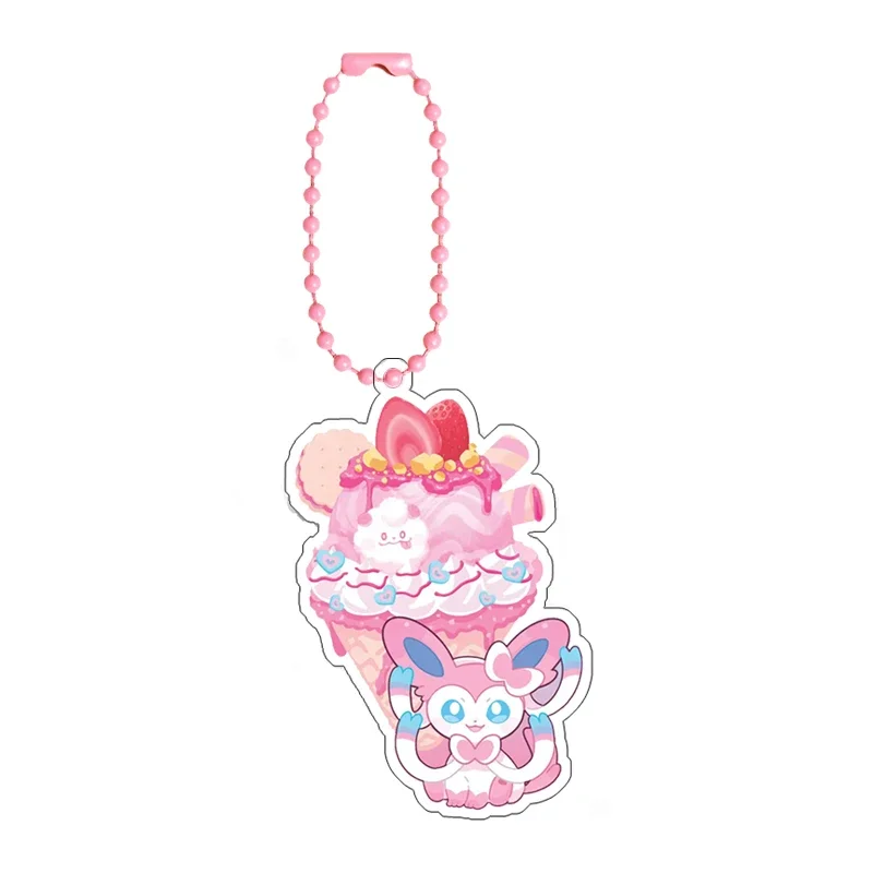 Pokemon Eevee Flareon Vaporeon Sylveon Kontrol Diri Akrilik Kartun Kunci Gesper Liontin Anime Klasik Koleksi Permainan Hadiah Mainan