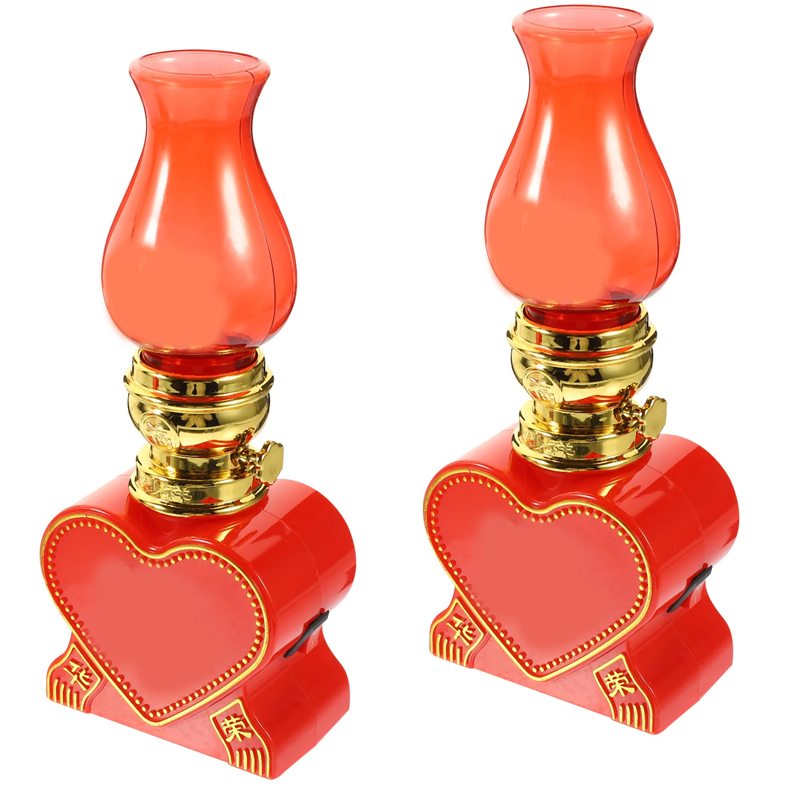 

2Pcs Retro Chinese-Style Lamps Decorative Glass Oil Lights Wedding Party Home Desktop Vintage Lighting