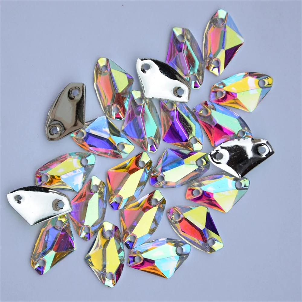 AAAA+ Axe Shaped Crystal AB sew on Beads flatback resin sew on Rhinestones Sew On stones стразы For DIY Clothes Accessories