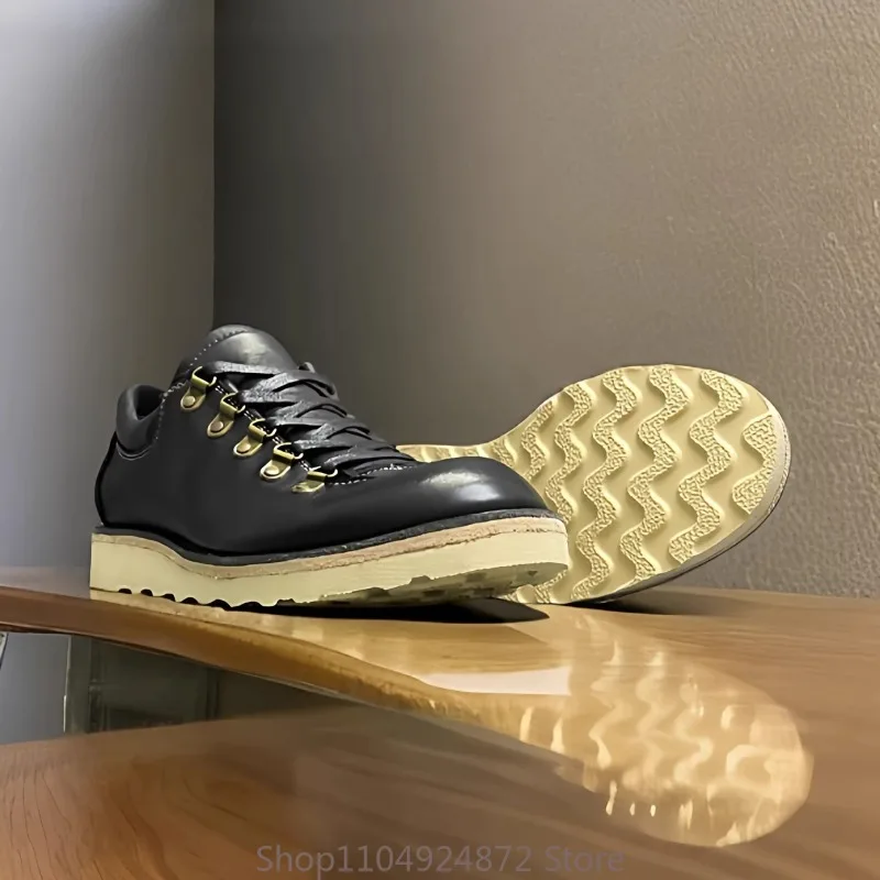 Handmade Vintage British Style Work Shoes Men Genuine Leather Outdoor Casual Hiking Shoes Sneakers Zapatos Mocasines Hombre