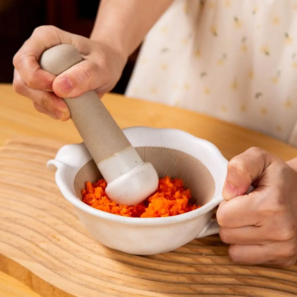 Manual Ceramic Grinding Bowl Safety with Grinding Rod Baby Food Milling Bowl Guide Outlet Vintage Rice Paste Bowl Household