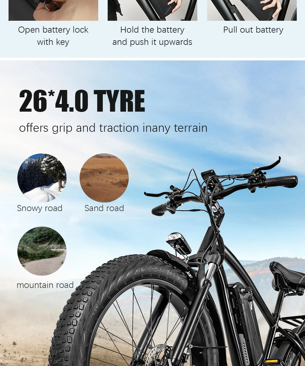 All-terrain Mountain Electric Bicycle 750W Motor 48V17AH Lithium Battery Electric Eicycle 45KM/H Urban Off-road Electric Bicycle