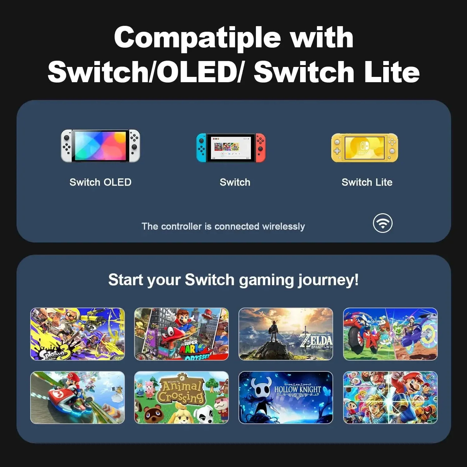 Compatible with Nintendo Switch Controller, Upgraded Switch Controllers for Switch/Lite/OLED, with/Dual Vibration/Motion