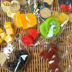 Kawaii Simulation Stress Relief Toy Sticky TPR Mini Fruit Bag Keychain Pendant Relief Super Soft Squeeze Toy Gifts For Kids