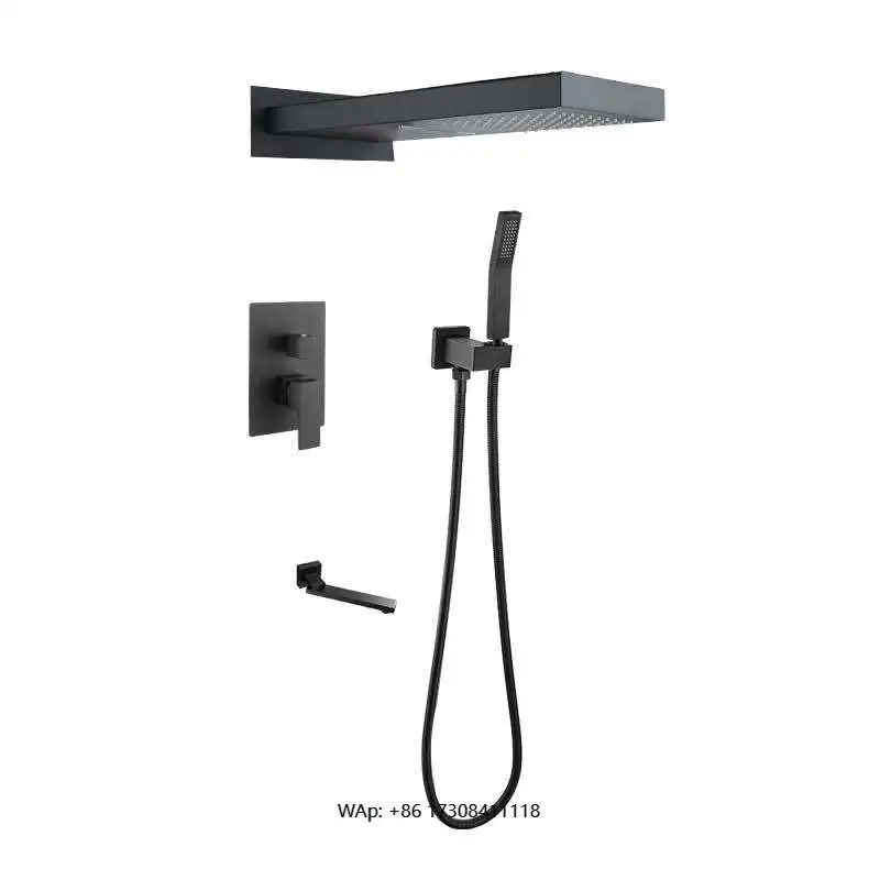 

Elegant Brass Thermostatic Waterfall Shower Built-in Faucet Single Handle Concealed Hot&Cold Shower Mixer Set for Hotel Use