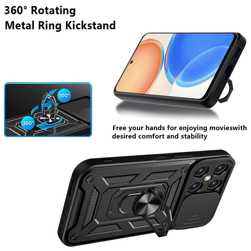 Armor Push the window Shockproof Funda For Honor X8A X6A X6S X6 X8 X9 CRT-LX2 RKY-LX2 Case Cover Car Magnetic Metal Ring Holder