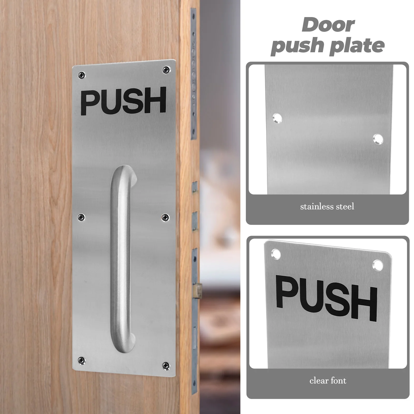

Stainless Steel Door Push Fire-Proof Brushed Durable Easy Open Wooden Composite Doors Repair Replacement Interior for Indoor