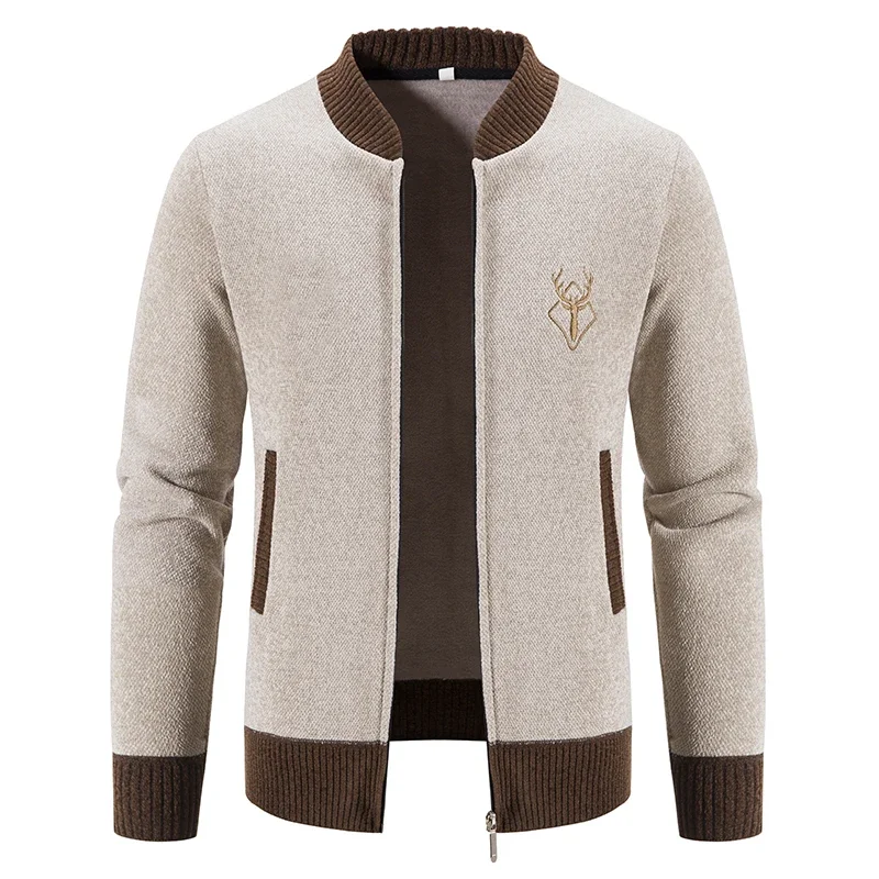 Mens Cardigan Sweater 2024 Autumn Winter Thick Warm Zipper Slim Fit Knitted Jacket Male Fleece Sweater Coat Jacket Men Clothing