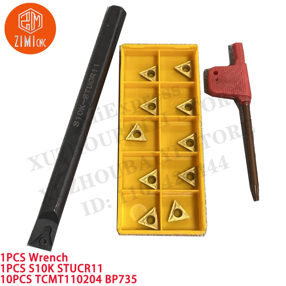 1PCS S10K-STUCR11 Internal Turing Tool Holder CNC tools 10mm 95 Deg + 10pcs TCMT110204 cutting tools metal lathe Carbide inserts