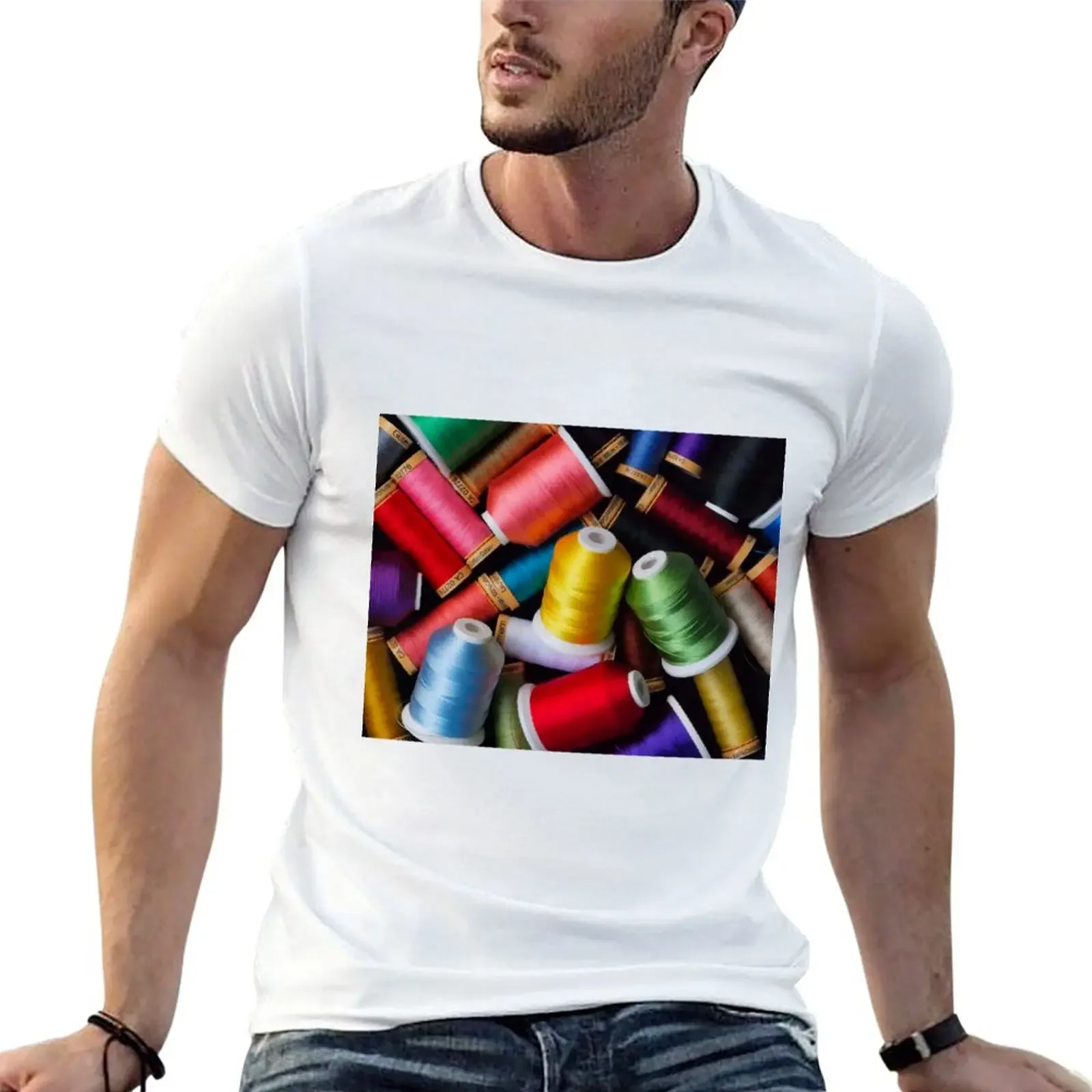 Spools of sewing thread T-Shirt graphic tee shirt oversized designer shirts mens graphic t-shirts hip hop