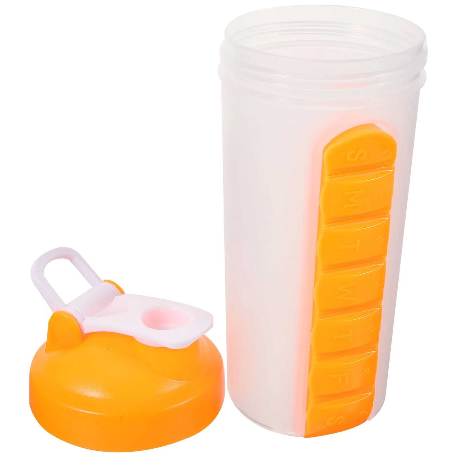 Electric Shaker Bottle Sealed Protein Powder Seven-day Pill Box Water Cup Fitness Kettle Outdoor Sports (orange) Reusable