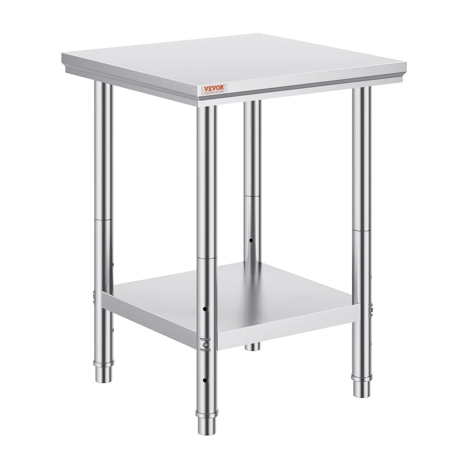 

Stainless Steel Prep Table 24x24x31 Inch 700 lbs Capacity Heavy Duty Worktable 3 Adjustable Height Levels