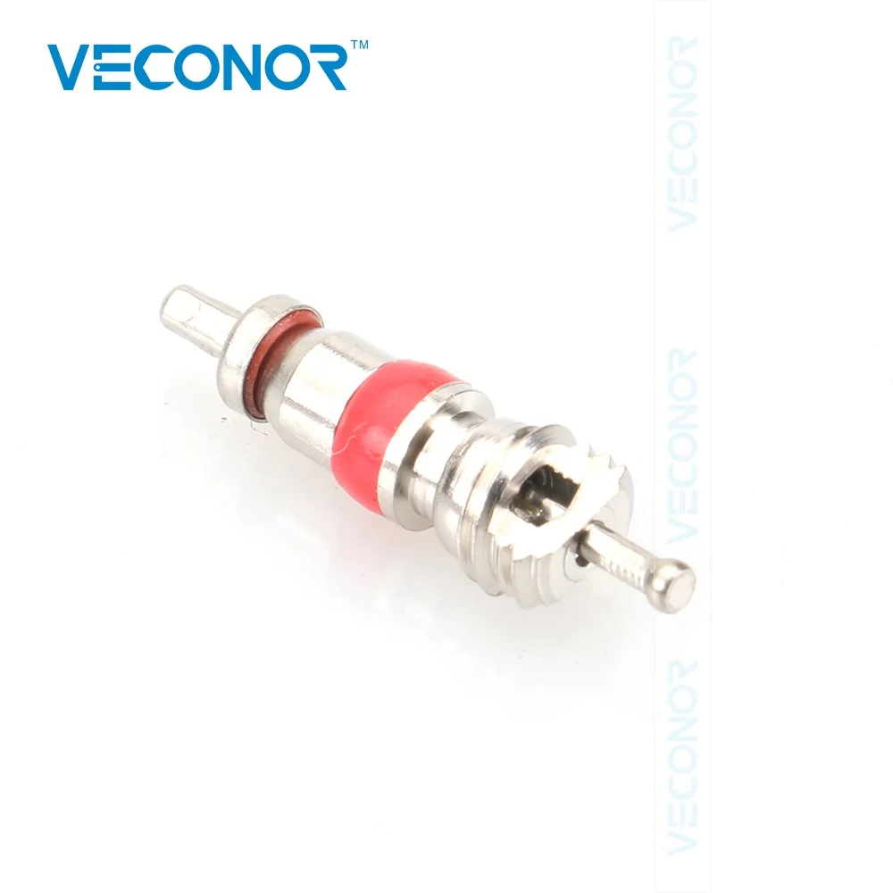 Veconor 1000Pcs Metal Silver Tone Red Car Truck Tire Tyre Valve Stem Core Replacement Part Zinc Plated Surface