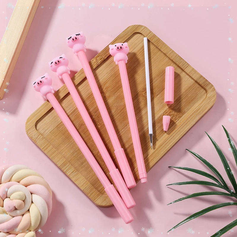 24 Pcs Creative Stationery Pink Piggy Gel Pens Set Cartoon Girly Heart Series Kawaii School Supplies Back To School