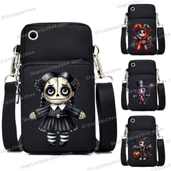 Mini bolso para teléfono móvil para hombre y mujer, bandolera con patrón de muñeca gótica, a la moda, Harajuku, combina con todo, bolsos de hombro para Halloween