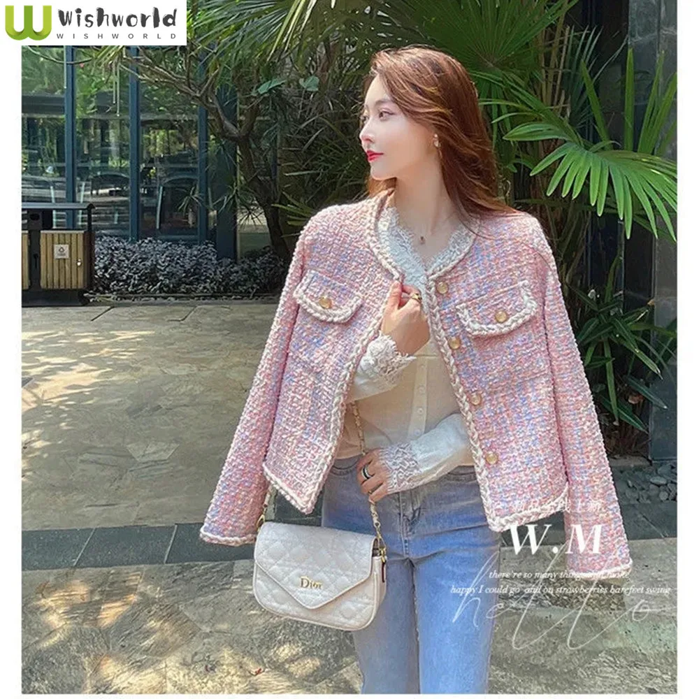 

Korean Fashion Autumn New Slim Fitting Long Sleeve Knitted Shirt Retro Stripe Stitching Women's Elegant Jacket Temperament Coat