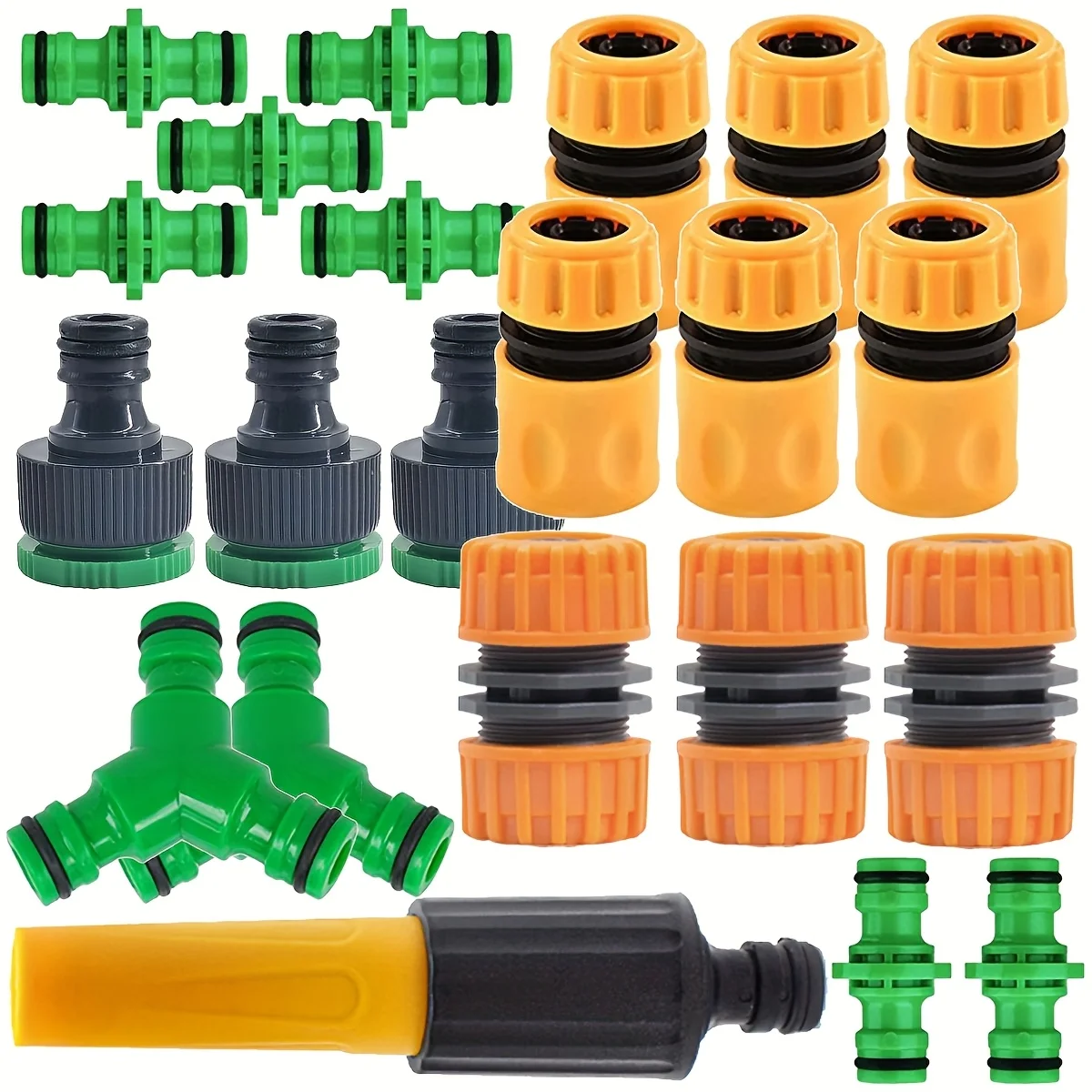 15pcs 1/ 2inch Quick Connect Hose Set with Water Gun Nozzle, Garden and Gardening Watering Quick Connector Accessories, suitable